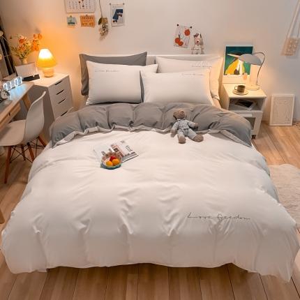 91家纺网 家纺一手货源 找家纺 （总）欣晴 2023新款亲肤洛卡棉磨毛简约刺绣四件套