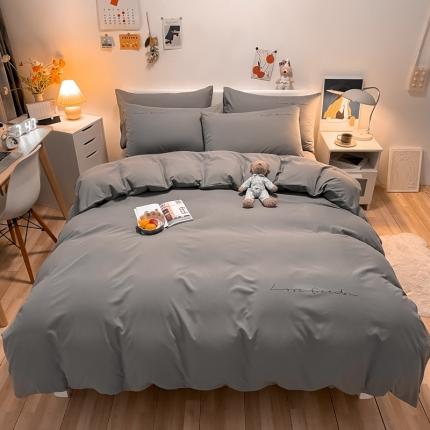 91家纺网 家纺一手货源 找家纺 （总）欣晴 2023新款亲肤洛卡棉磨毛简约刺绣四件套