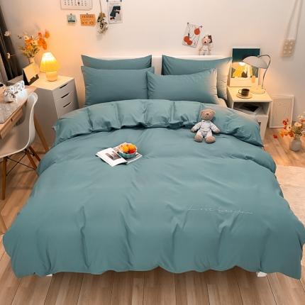 91家纺网 家纺一手货源 找家纺 （总）欣晴 2023新款亲肤洛卡棉磨毛简约刺绣四件套