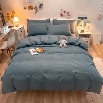 91家纺网 家纺一手货源 找家纺 （总）欣晴 2023新款亲肤洛卡棉磨毛简约刺绣四件套