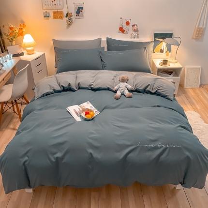 91家纺网 家纺一手货源 找家纺 （总）欣晴 2023新款亲肤洛卡棉磨毛简约刺绣四件套