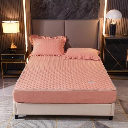 91家纺网 家纺一手货源 找家纺 （总）爱妮玖玖家纺 2021新款素拼款牛奶绒夹棉床笠