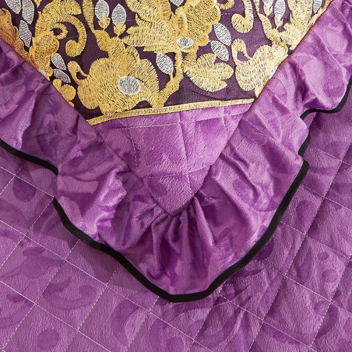 91家纺网 家纺一手货源 找家纺 网红馆2025新款天鹅绒夹棉单床裙 浅忆拾光-丁香紫