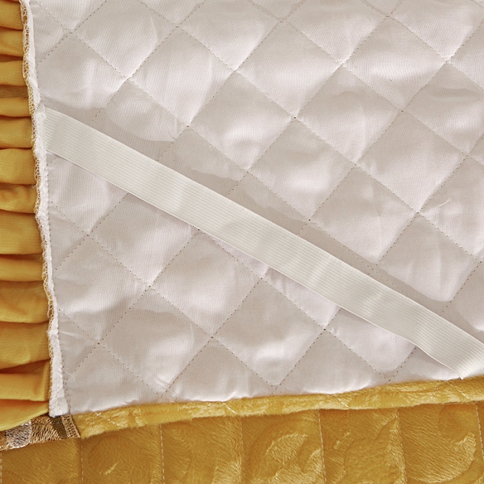 91家纺网 家纺一手货源 找家纺 网红馆2025新款天鹅绒夹棉单床裙 浅忆拾光-鹅黄