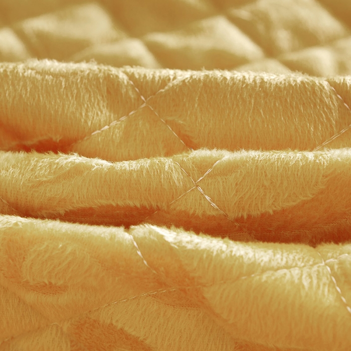 91家纺网 家纺一手货源 找家纺 网红馆2025新款天鹅绒夹棉单床裙 浅忆拾光-鹅黄