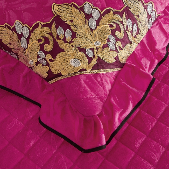 91家纺网 家纺一手货源 找家纺 网红馆2025新款天鹅绒夹棉单床裙 浅忆拾光-玫红