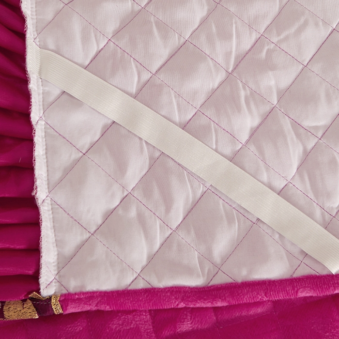 91家纺网 家纺一手货源 找家纺 网红馆2025新款天鹅绒夹棉单床裙 浅忆拾光-玫红