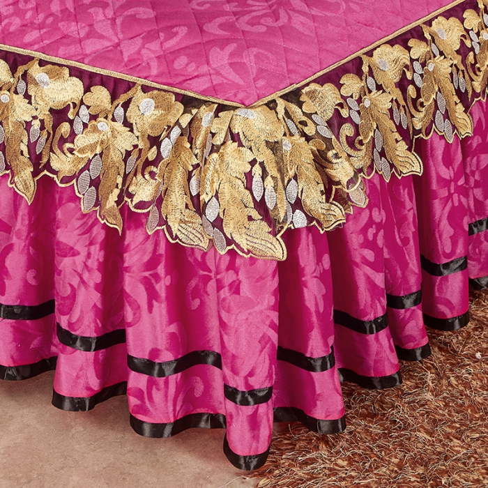 91家纺网 家纺一手货源 找家纺 网红馆2025新款天鹅绒夹棉单床裙 浅忆拾光-玫红