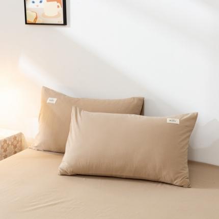 ab家纺 2021新款全棉水洗棉单品枕套 卡其