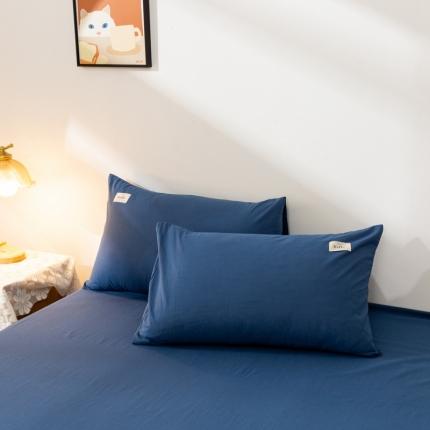 ab家纺 2021新款全棉水洗棉单品枕套 牛仔蓝