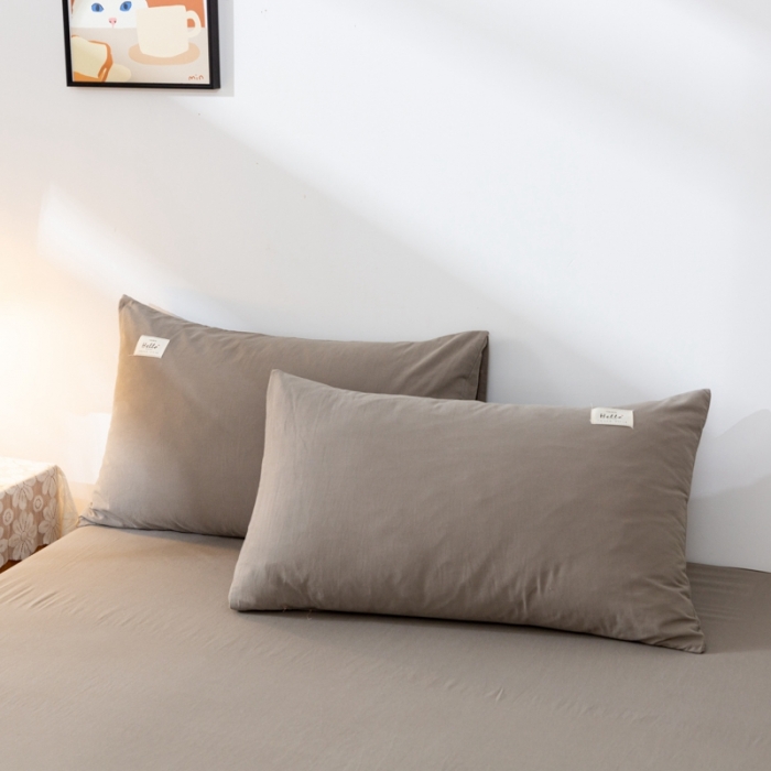91家纺网 家纺一手货源 找家纺 ab家纺 2021新款全棉水洗棉单品枕套 浅灰