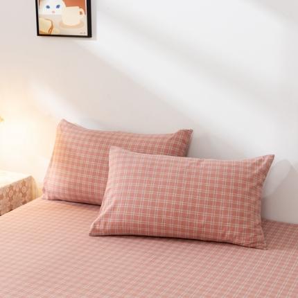 ab家纺 2021新款全棉水洗棉单品枕套 小布丁豆沙