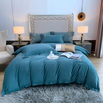 91家纺网 家纺一手货源 找家纺 顾家家居 2023新款80支磨毛绣花款四件套 晚波蓝