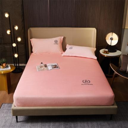 91家纺网 家纺一手货源 找家纺 骏腾 2022新款酒店轻奢刺绣水晶绒宝宝绒单床笠 玉色