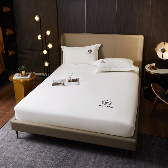 91家纺网 家纺一手货源 找家纺 （总）骏腾 2022新款酒店轻奢刺绣水晶绒宝宝绒单床笠