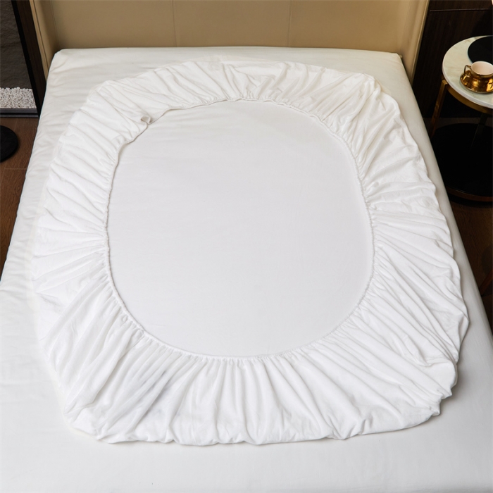 91家纺网 家纺一手货源 找家纺 骏腾 2022新款酒店轻奢刺绣水晶绒宝宝绒单床笠 白色