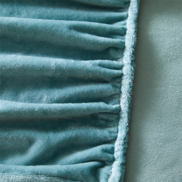 91家纺网 家纺一手货源 找家纺 骏腾 2022新款酒店轻奢刺绣水晶绒宝宝绒单床笠 湖水绿