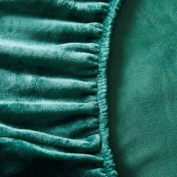 91家纺网 家纺一手货源 找家纺 骏腾 2022新款酒店轻奢刺绣水晶绒宝宝绒单床笠 墨绿