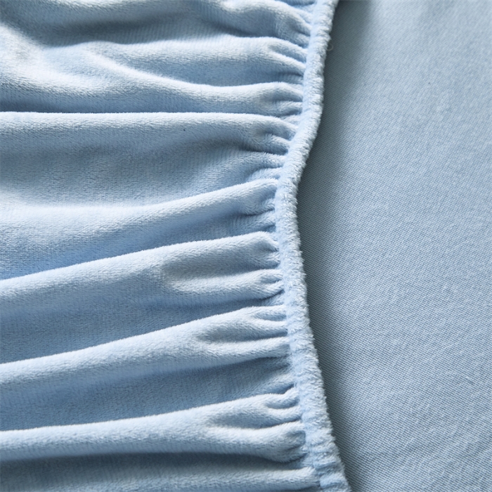 91家纺网 家纺一手货源 找家纺 骏腾 2022新款酒店轻奢刺绣水晶绒宝宝绒单床笠 天空蓝