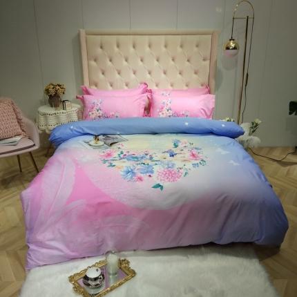 馨蕊2021秋冬新品50支贡缎全棉印花四件套 花开月圆