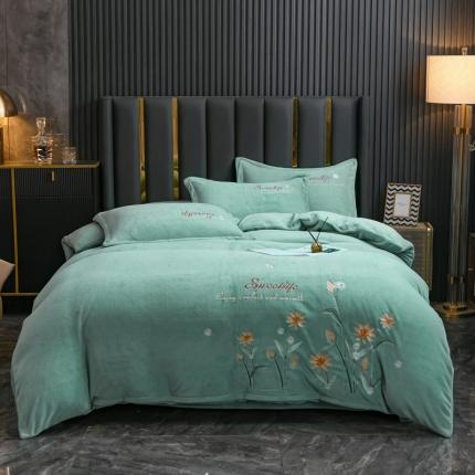 91家纺网 家纺一手货源 找家纺 （总）金米诺 2022新款牛奶绒平绣四件套—花