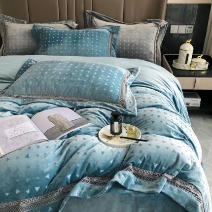 榻尚家居 2021新款爱丽丝纯色浮雕婴肤绒四件套 爱丽丝-绿