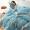 91家纺网 家纺一手货源 找家纺 新品韩版绣花牛奶绒法莱水晶绒床单床裙款四件套 小美好天空蓝