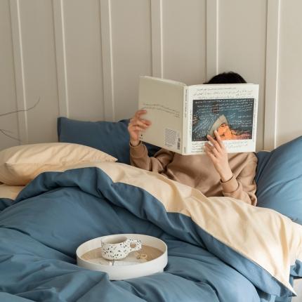 91家纺网 家纺一手货源 找家纺 （总）寐眠 2021新款A类40支全棉撞色四件套