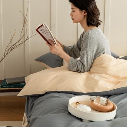 91家纺网 家纺一手货源 找家纺 （总）寐眠 2021新款A类40支全棉撞色四件套