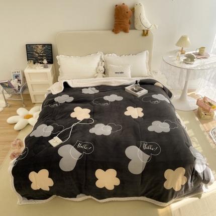 91家纺网 家纺一手货源 找家纺 慕尚 2022新款牛奶绒贝贝绒三层加厚毛毯 爱心云