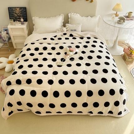 91家纺网 家纺一手货源 找家纺 慕尚 2022新款牛奶绒贝贝绒三层加厚毛毯 波点