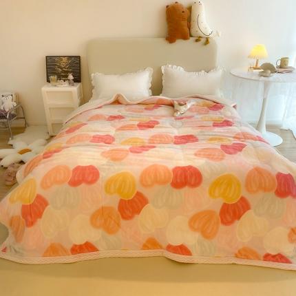 91家纺网 家纺一手货源 找家纺 慕尚 2022新款牛奶绒贝贝绒三层加厚毛毯 桃桃