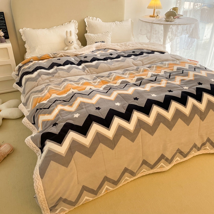 91家纺网 家纺一手货源 找家纺 慕尚 2022新款牛奶绒贝贝绒三层加厚毛毯 波西米亚