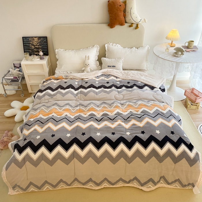 91家纺网 家纺一手货源 找家纺 慕尚 2022新款牛奶绒贝贝绒三层加厚毛毯 波西米亚