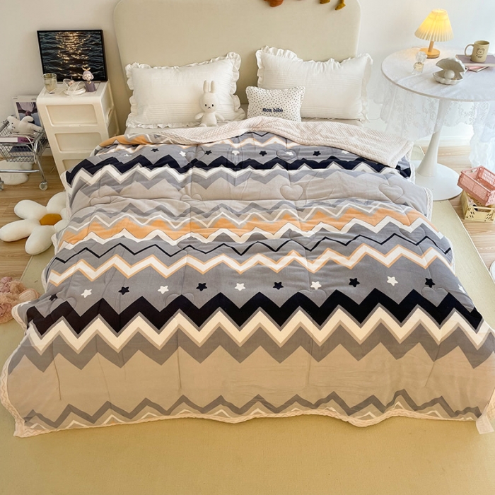 91家纺网 家纺一手货源 找家纺 慕尚 2022新款牛奶绒贝贝绒三层加厚毛毯 波西米亚