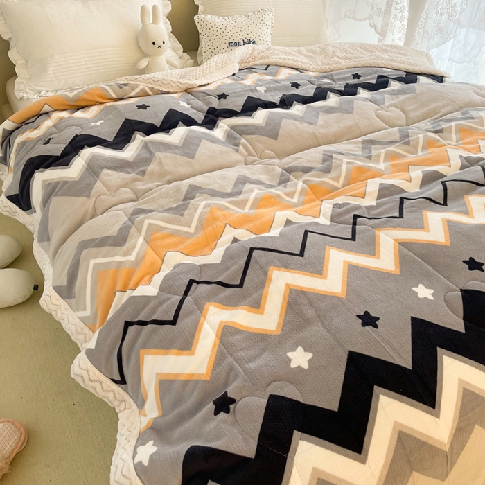 91家纺网 家纺一手货源 找家纺 慕尚 2022新款牛奶绒贝贝绒三层加厚毛毯 波西米亚