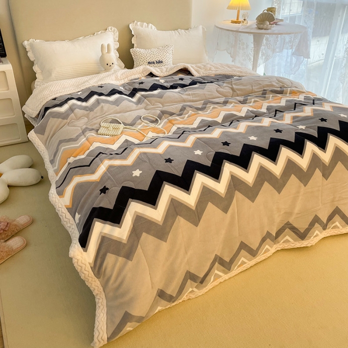 91家纺网 家纺一手货源 找家纺 慕尚 2022新款牛奶绒贝贝绒三层加厚毛毯 波西米亚