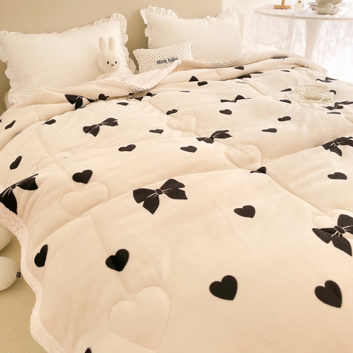 91家纺网 家纺一手货源 找家纺 慕尚 2022新款牛奶绒贝贝绒三层加厚毛毯 蝴蝶结