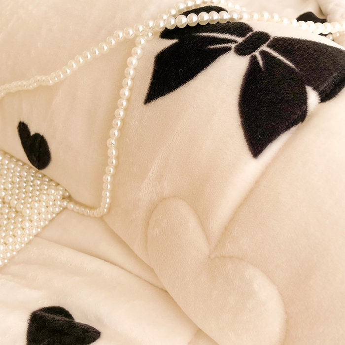 91家纺网 家纺一手货源 找家纺 慕尚 2022新款牛奶绒贝贝绒三层加厚毛毯 蝴蝶结