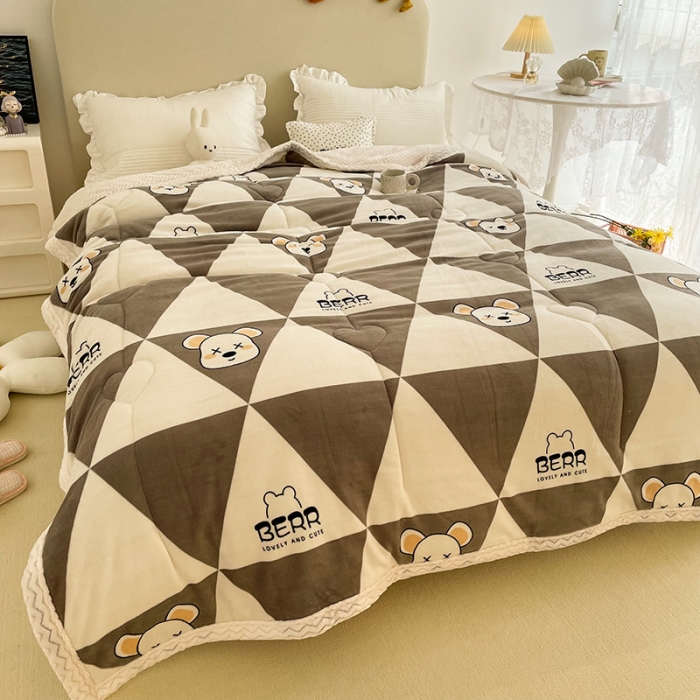 91家纺网 家纺一手货源 找家纺 慕尚 2022新款牛奶绒贝贝绒三层加厚毛毯 几何