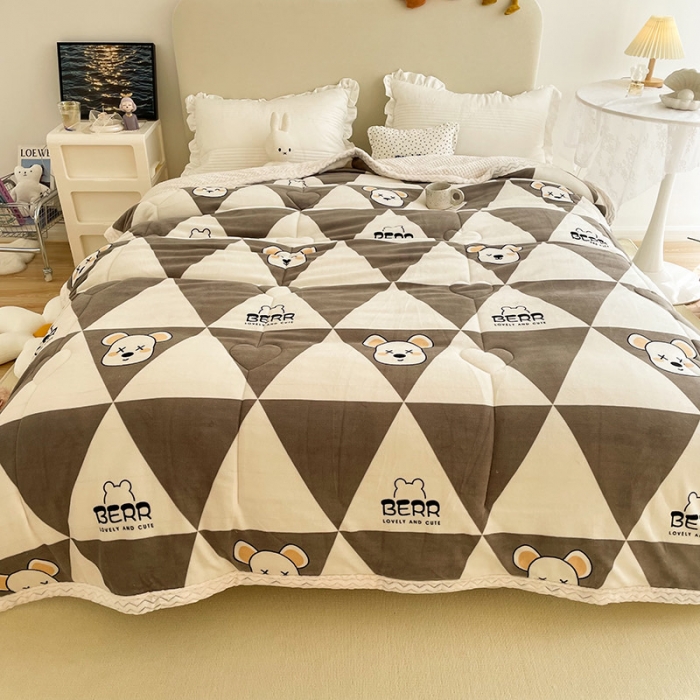 91家纺网 家纺一手货源 找家纺 慕尚 2022新款牛奶绒贝贝绒三层加厚毛毯 几何