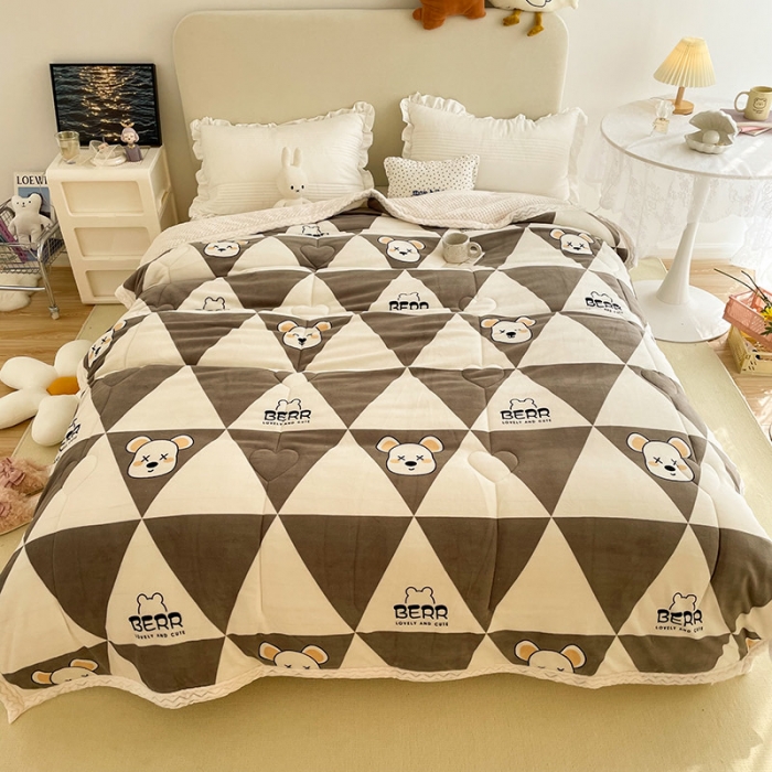 91家纺网 家纺一手货源 找家纺 慕尚 2022新款牛奶绒贝贝绒三层加厚毛毯 几何