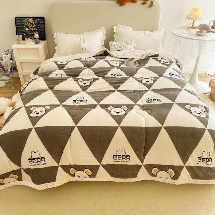 91家纺网 家纺一手货源 找家纺 慕尚 2022新款牛奶绒贝贝绒三层加厚毛毯 几何