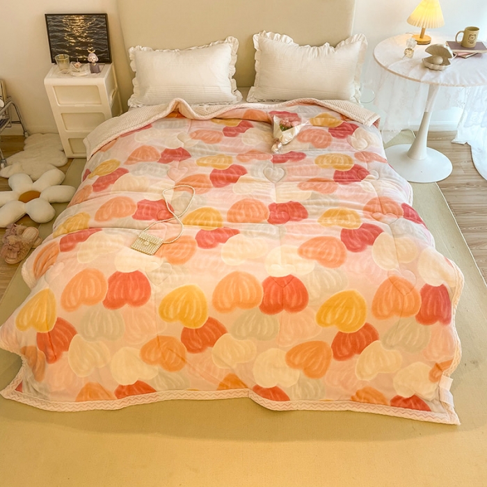 91家纺网 家纺一手货源 找家纺 慕尚 2022新款牛奶绒贝贝绒三层加厚毛毯 桃桃