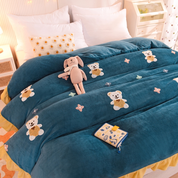 91家纺网 家纺一手货源 找家纺 （总）甜之梦 2025新款毛巾绣牛奶绒单被套