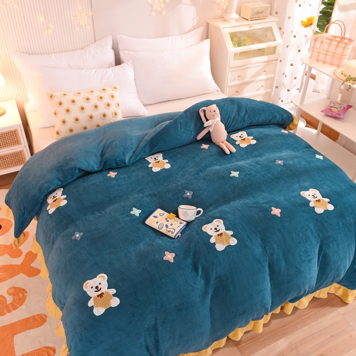 91家纺网 家纺一手货源 找家纺 （总）甜之梦 2025新款毛巾绣牛奶绒单被套