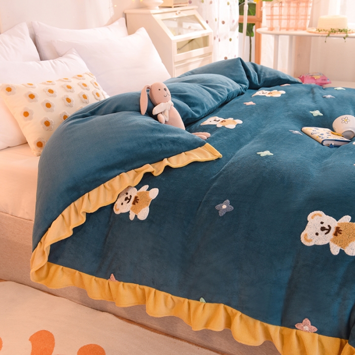 91家纺网 家纺一手货源 找家纺 （总）甜之梦 2025新款毛巾绣牛奶绒单被套