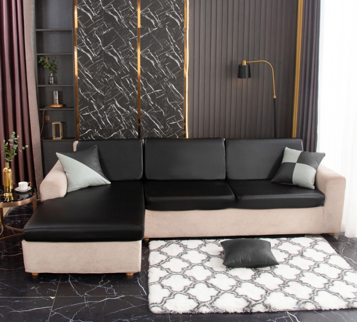 91家纺网 家纺一手货源 找家纺 兴妮雅家纺2021新款纯色皮沙发笠 黑色
