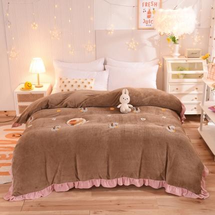 甜之梦 2025新款毛巾绣牛奶绒单被套 乖乖龙奶茶咖