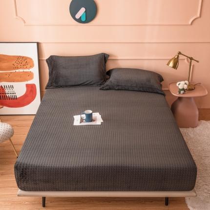 91家纺网 家纺一手货源 找家纺 印季 22新款华夫格牛奶绒单品床笠枕套 华夫格（三角格）深灰